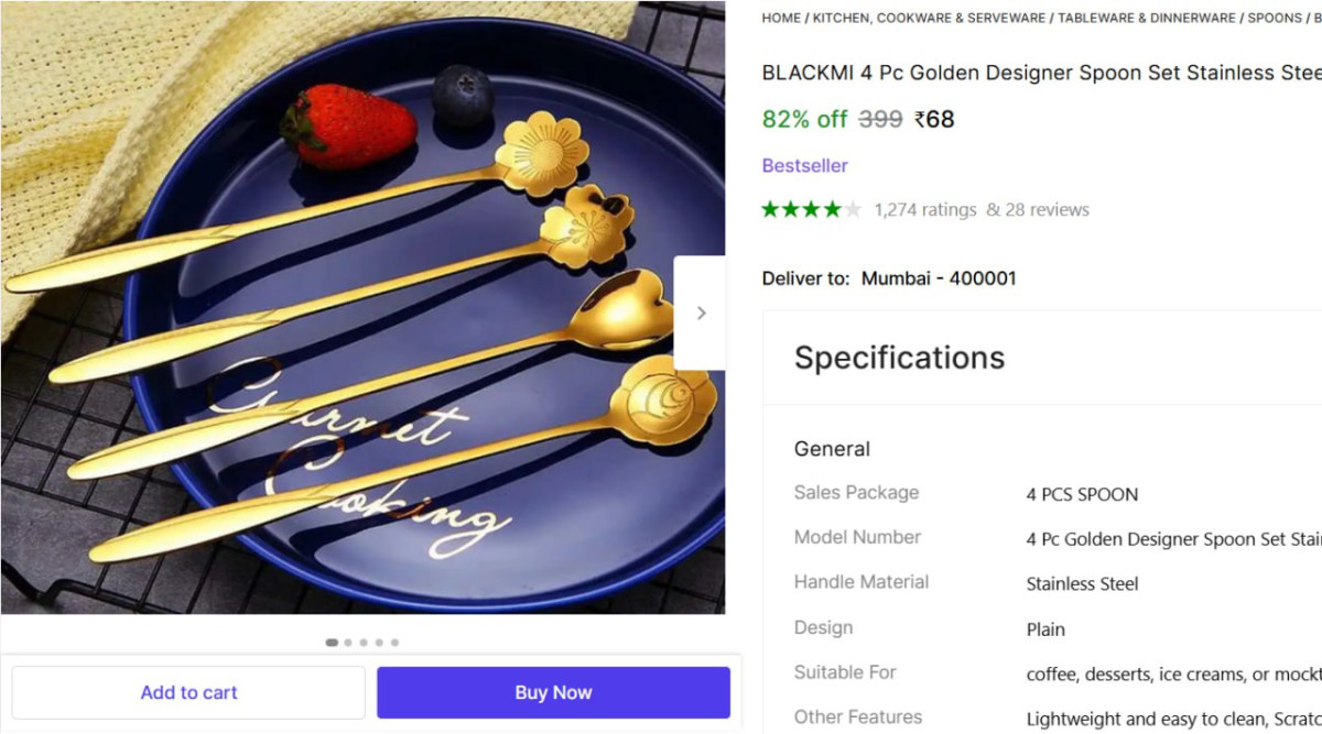 Pcs Golden Designer Spoon Set 68 – Best Price in India