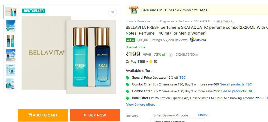 Bella Vita Unisex Perfume (20 Ml X 2) 199 – Best Price in India