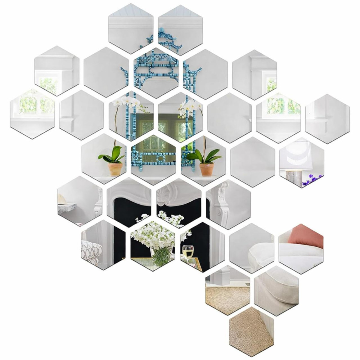 Wall1ders 31-piece Hexagon With 10 Butterfly Mirror Wall Stickers 204 – Bes
