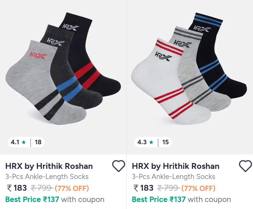 Myntra Hrx Shocks Pack Of 3 Starts 183link – Best Price in India