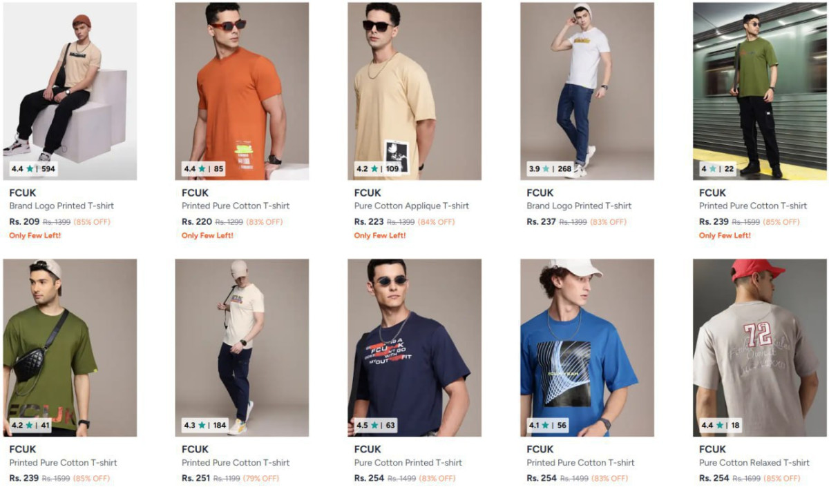 Myntra 85 On Fcuk Clothing – Best Price in India