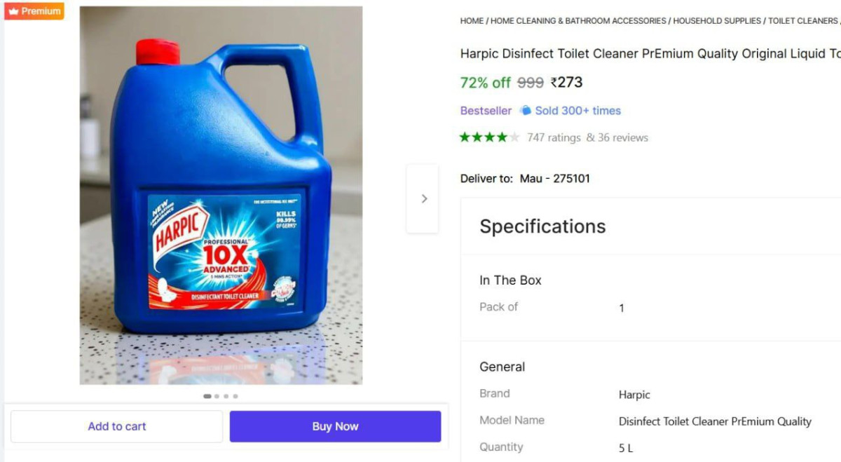 Harpic Toilet Cleaner 5l 273 – Best Price in India
