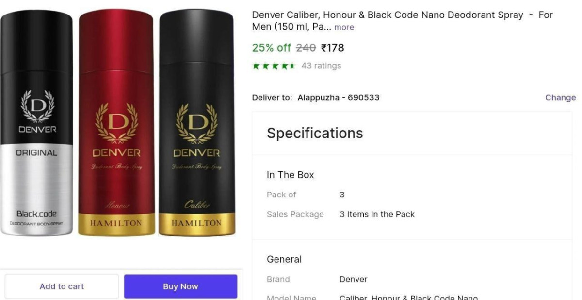 Denver Deo (150ml 3) At 178 – Best Price in India