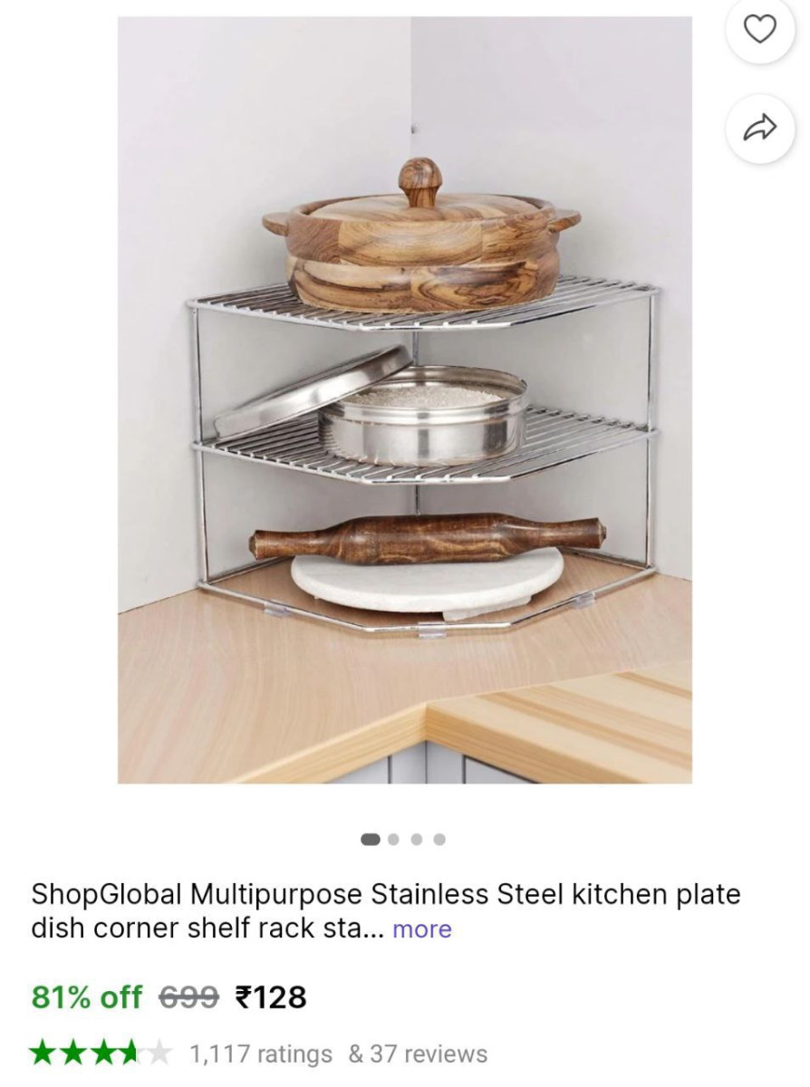 Stainless Steel Kitchen Corner Shelf 128 – Best Price in India