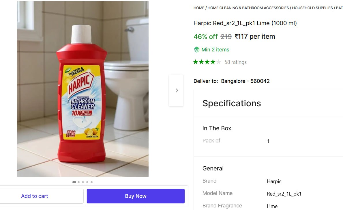 Harpic Toilet Cleaner (1000 Ml) 117 – Best Price in India