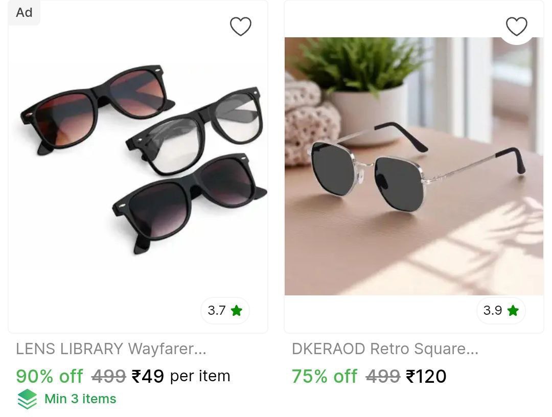 Sunglasses Starts From 49 Check Min Buy Quantity – Best Price in India