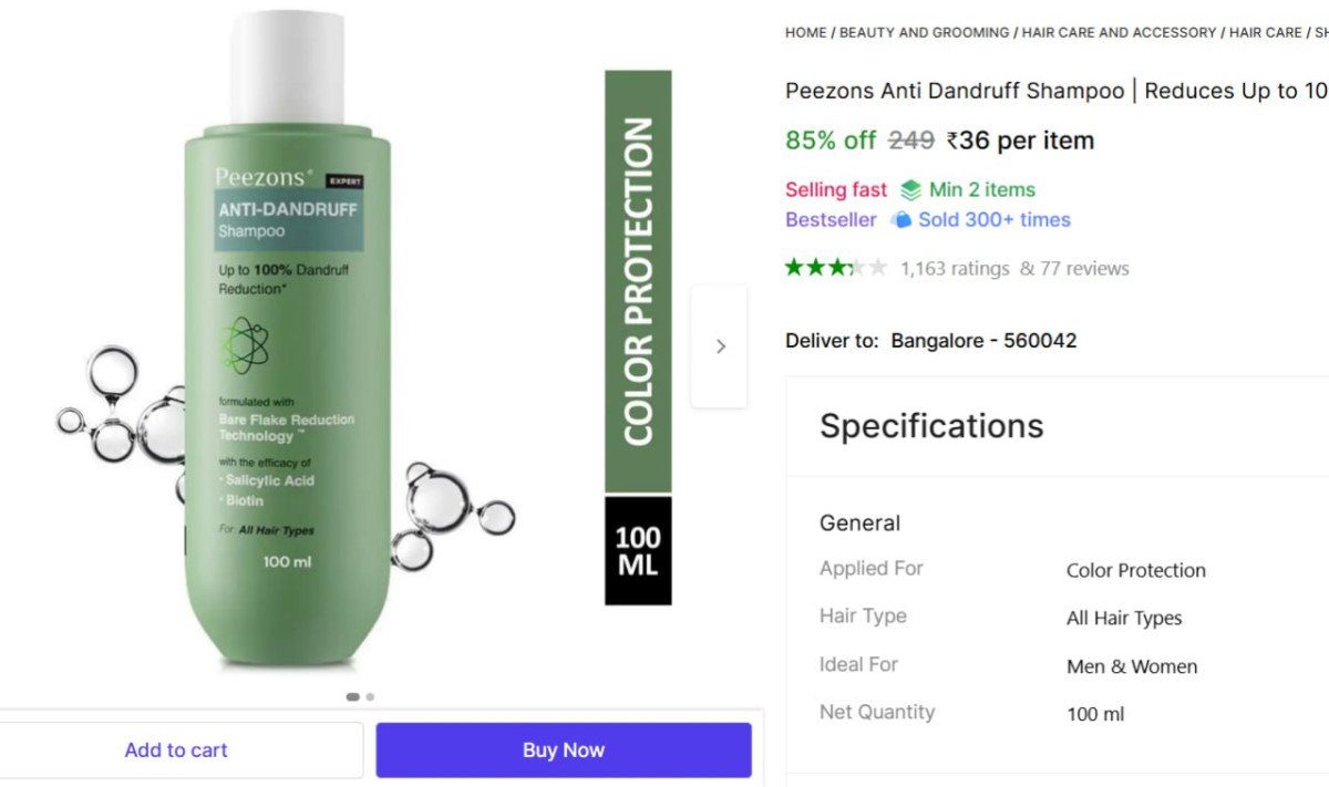 Peezons Anti Dandruff Shampoo (100 Ml) 36 More Deals Click Here Must Read –