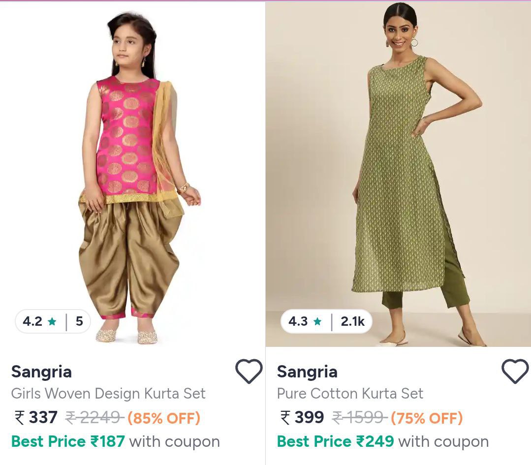 Myntra Sangria Women Kurta With Trouser Starting 337 – Best Price in India