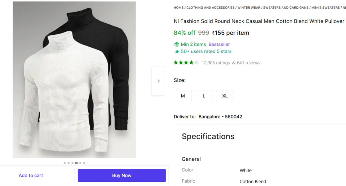 Grab Men S Pullover 155min Buy - 2 – Best Price in India