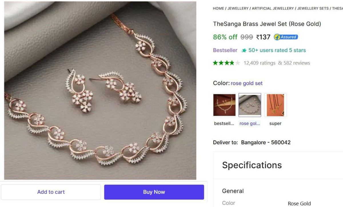 Brass Jewel Set (rose Gold) 137 – Best Price in India