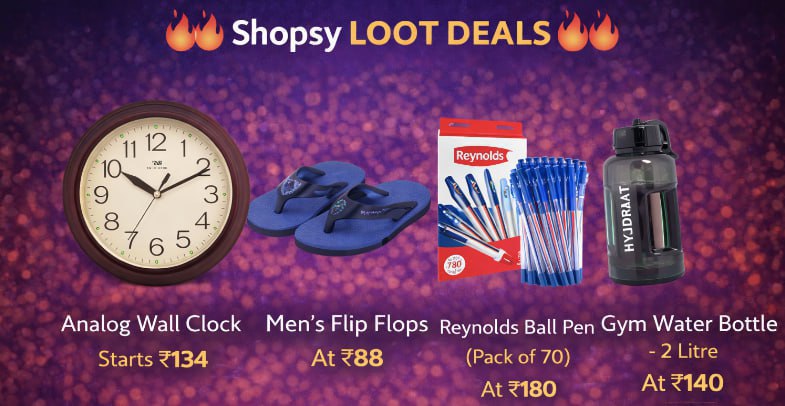 Shopsy Loot Dealsanalog Wall Clock Starts 134men S Flip Flops 88reynolds Ba