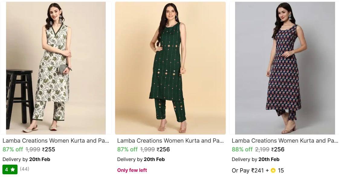 Grab Kurta Sets From 255 – Best Price in India