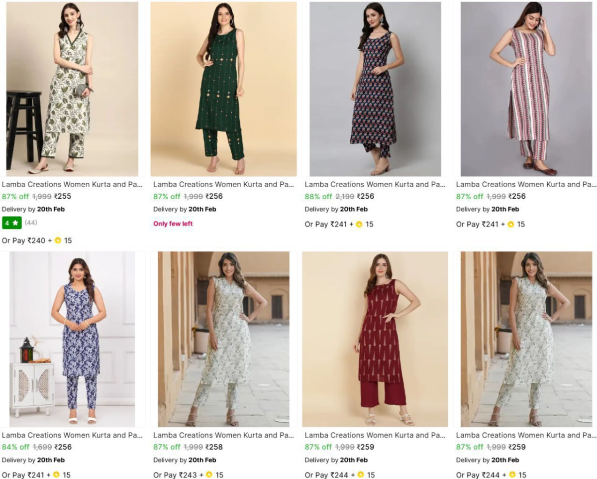 Women Kurta Sets From 255 – Best Price in India