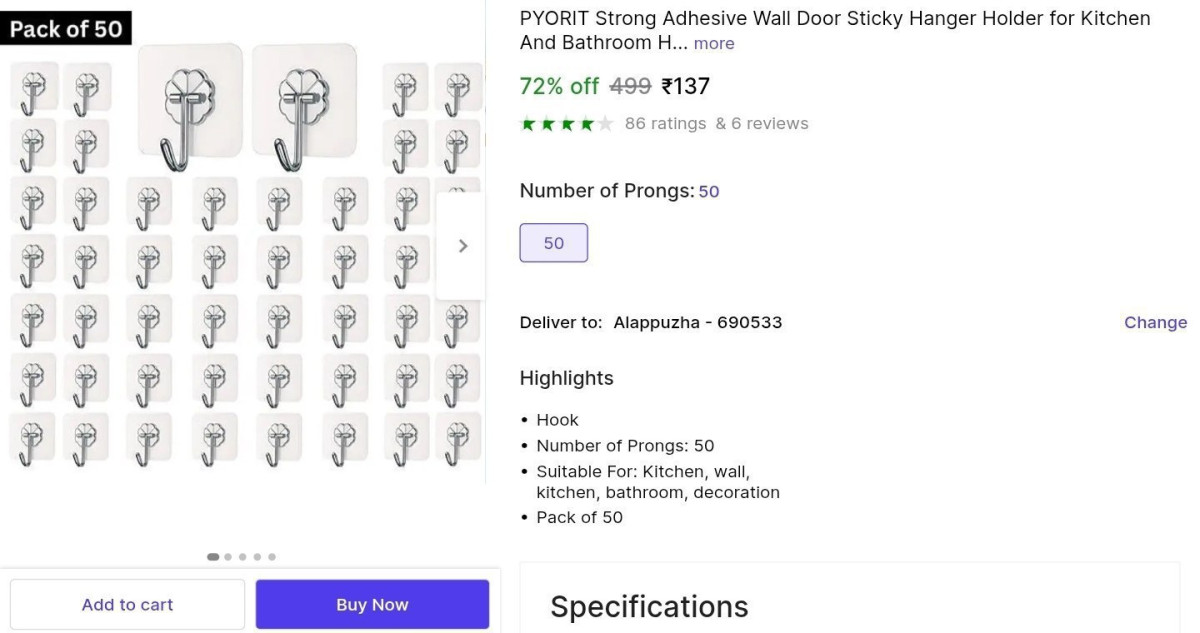 Pack Of 50 Sticky Hooks At 137 – Best Price in India