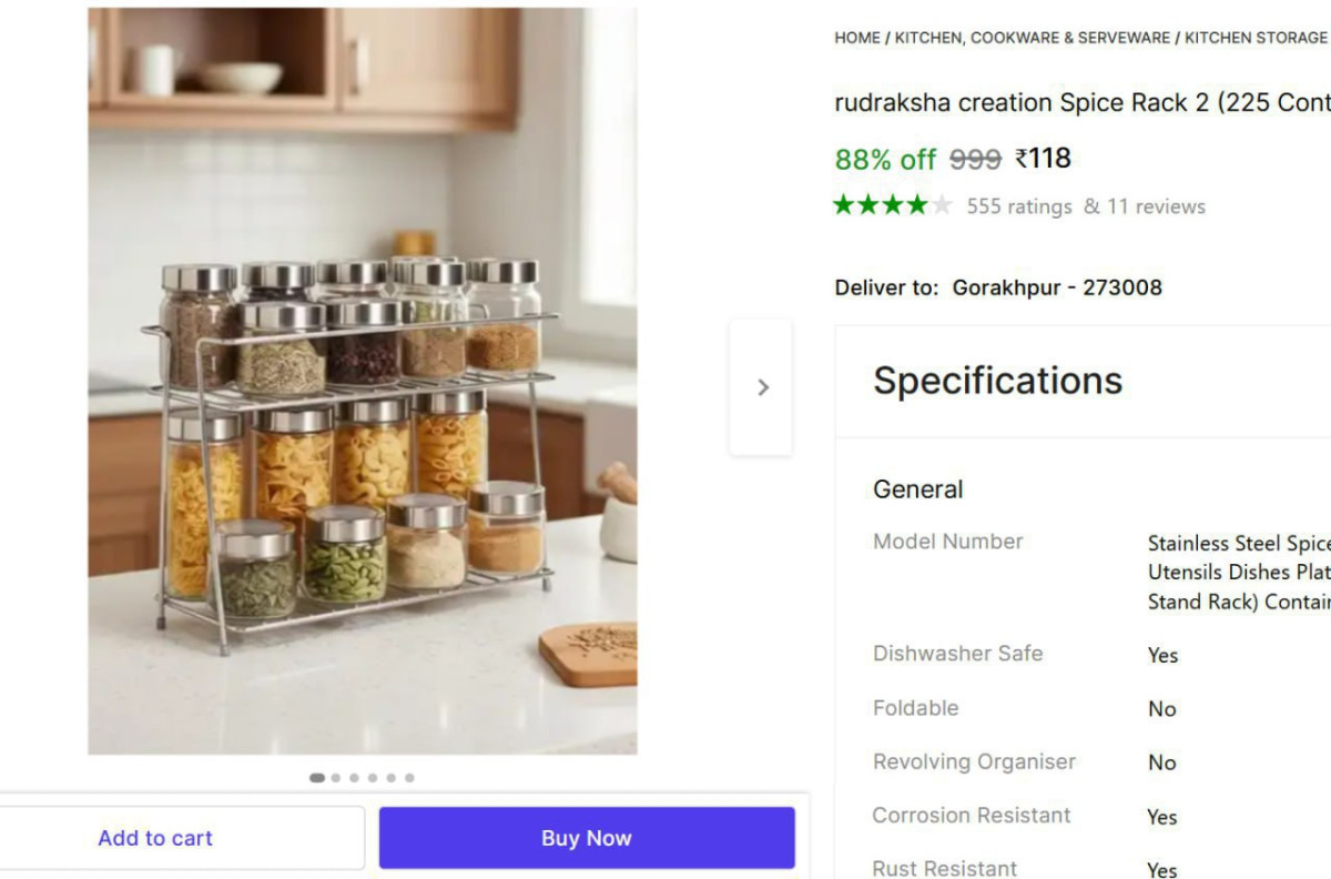 Stainless Steel 2-tier Kitchen Rack 118 – Best Price in India