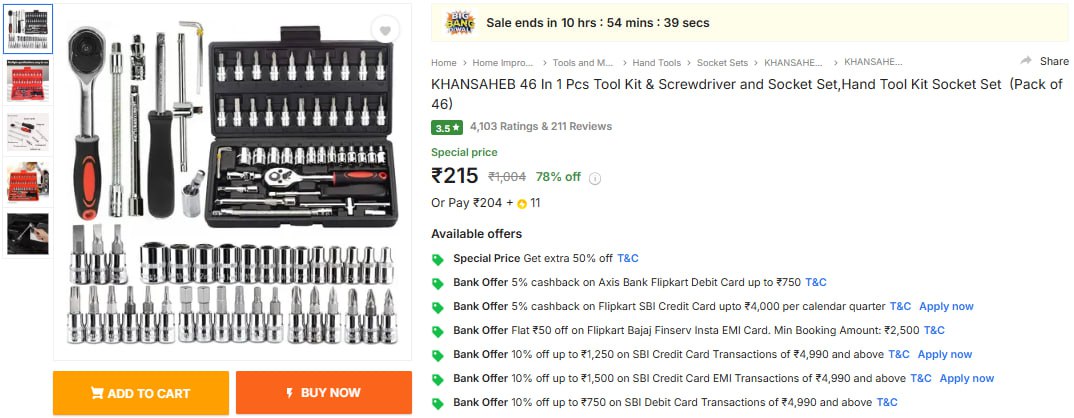 In 1 Pcs Tool Kit Screwdriver And Socket Set Hand Tool Kit Socket Set At 21