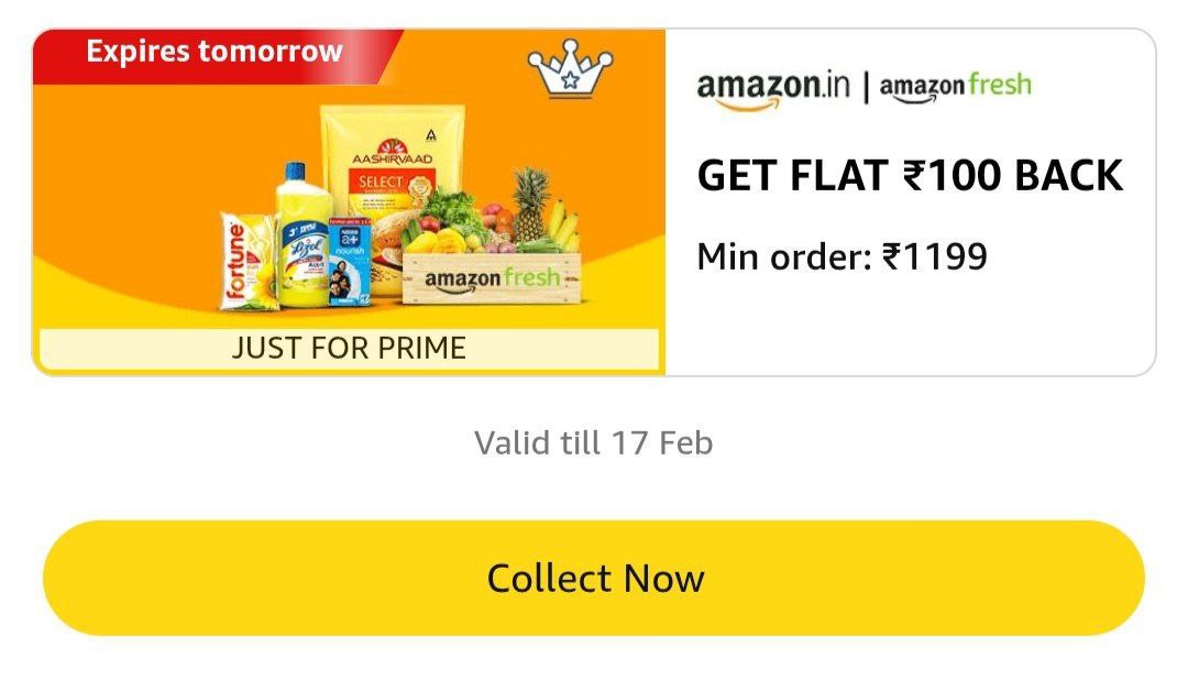 Flat 100 Cashback On Min Order Of 1199 On Fresh Order Collect Buy – Best Pr