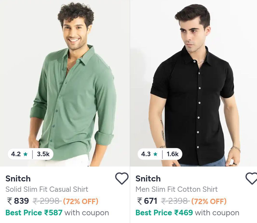 Myntra Snitch Men S Clothing - Up To 72 – Best Price in India