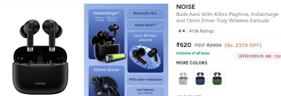 Myntra Noise Buds Aero At Just 620 Ends In An Hour Noise Buds Aero Tws At R