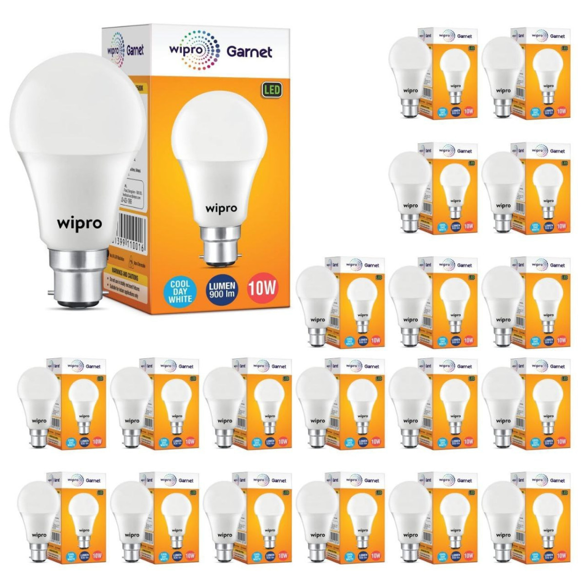Wipro Garnet 10w Led Bulb For Home Office Cool Day White (6500k) B22 Base P