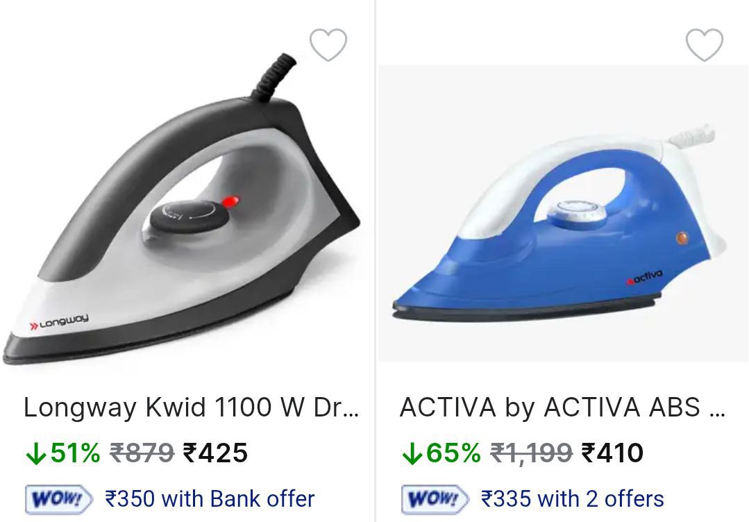 Flipkart Branded Dry Irons Starts At Rs 410link – Best Price in India
