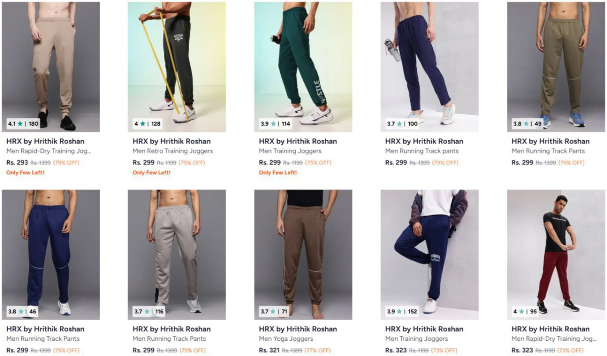 Myntra Hrx Trackpants Starts 293 Men Women – Best Price in India
