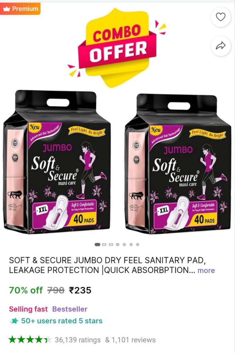 Soft Secure Jumbo Sanitary Pad 235 – Best Price in India