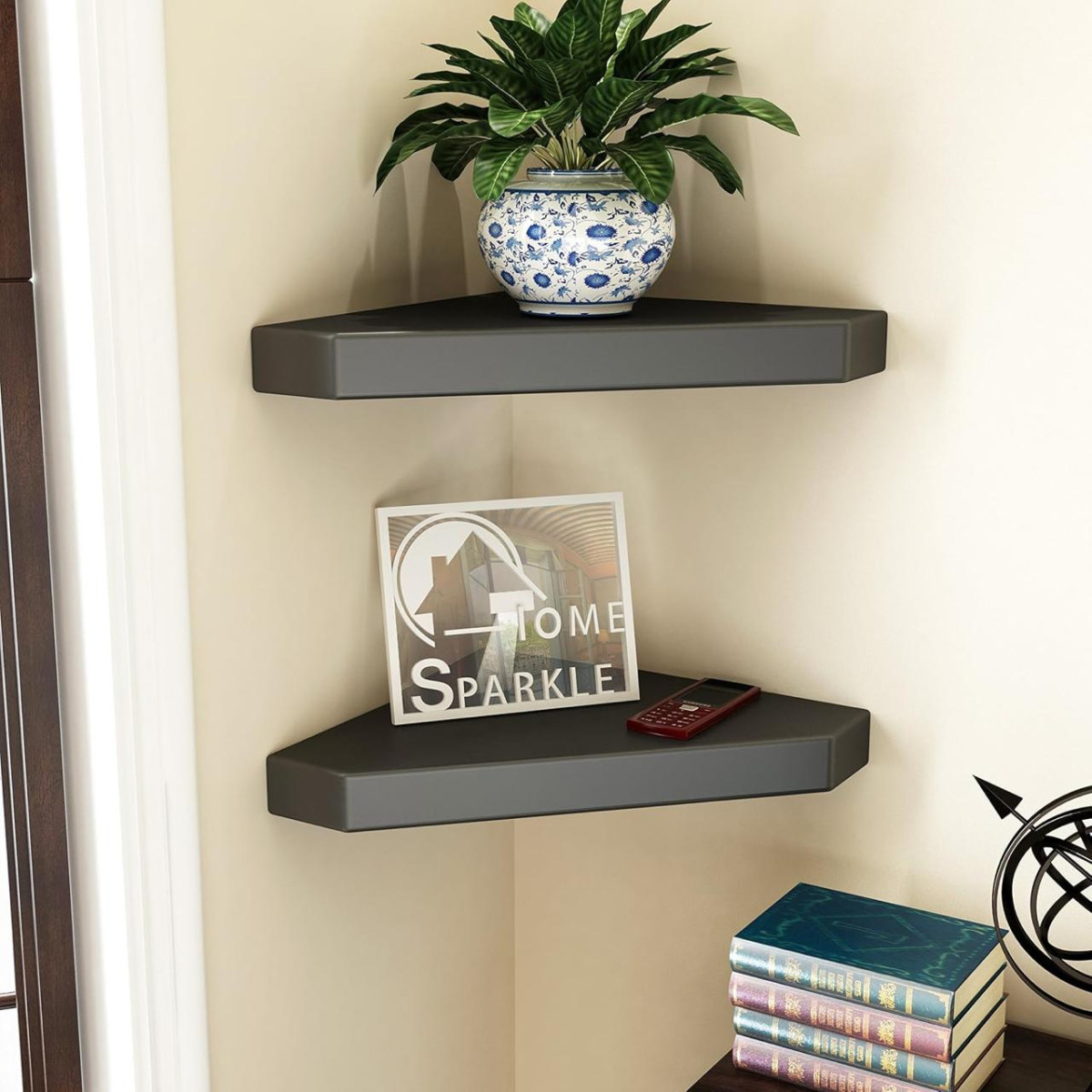 Home Sparkle Set Of 2 Corner Wall Shelves Engineered Wood 302 – Best Price 