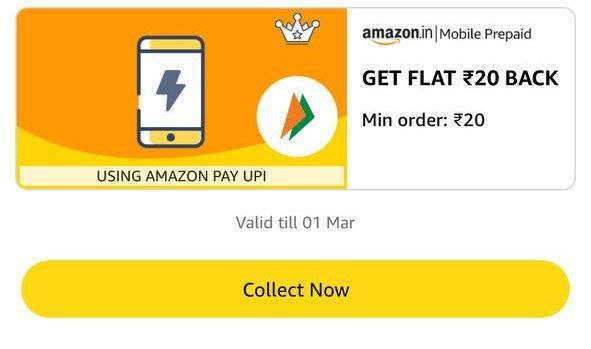 Amazon Recharge Offerget Flat 20 Cashback On Recharge Of 20collect - User S