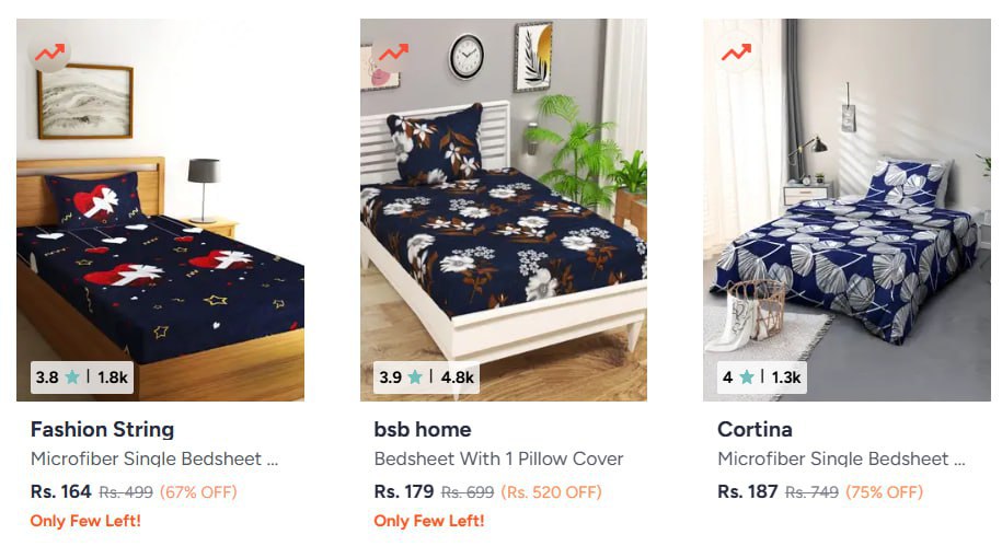 Myntra Single Bedsheets Starting 164 Doube Bedsheets Starting 199 Double Be