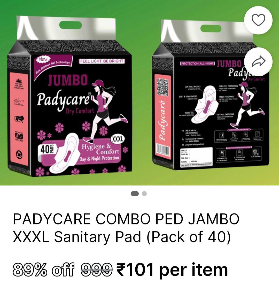 Xxxl Sanitary Pad (pack Of 40) 101 – Best Price in India
