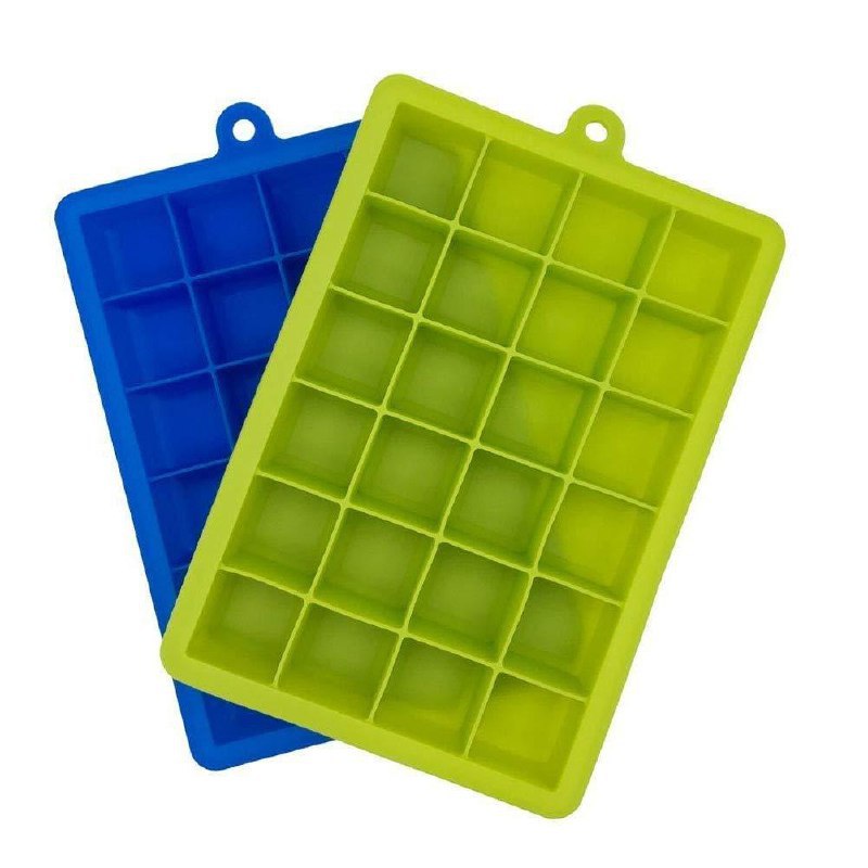 Clazkit Silicone Ice Cube Trays 2 Pack - 24 Cavity Per Ice Tray Multicolor 