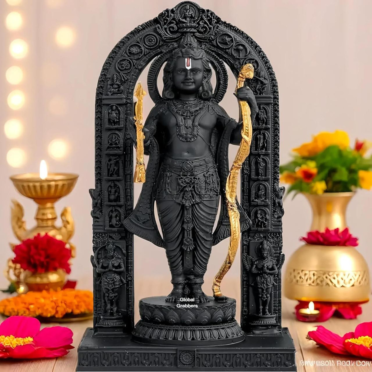 Global Grabbers Polyresin 3d Ram Lalla Ayodhya Idol Statue Showpiece 798 – 