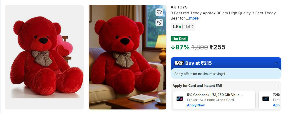 Teddy Bear (3 Ft) Rs 255 – Best Price in India