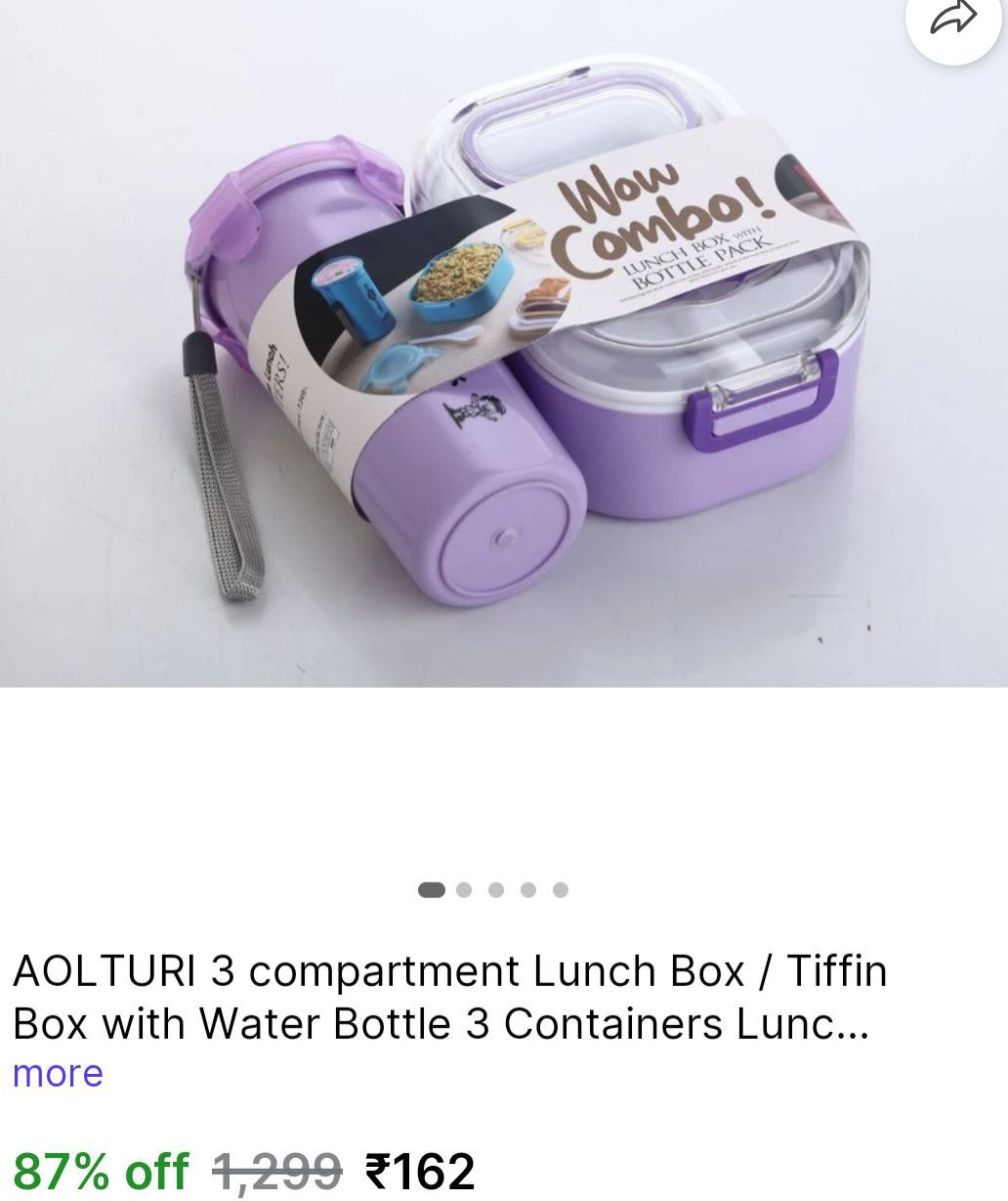 Shopsy Grab Lunch Box With Bottle At 162 – Best Price in India