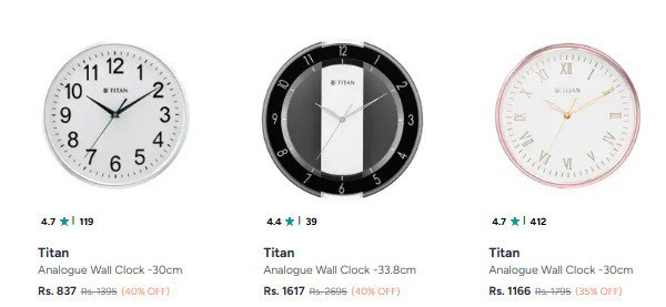 Myntra Titan Wall Clock At Min 30 Discount Plus Coupon Discount – Best Pric
