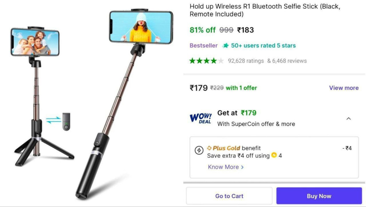 Selfie Stick With Bt Remote 183 – Best Price in India