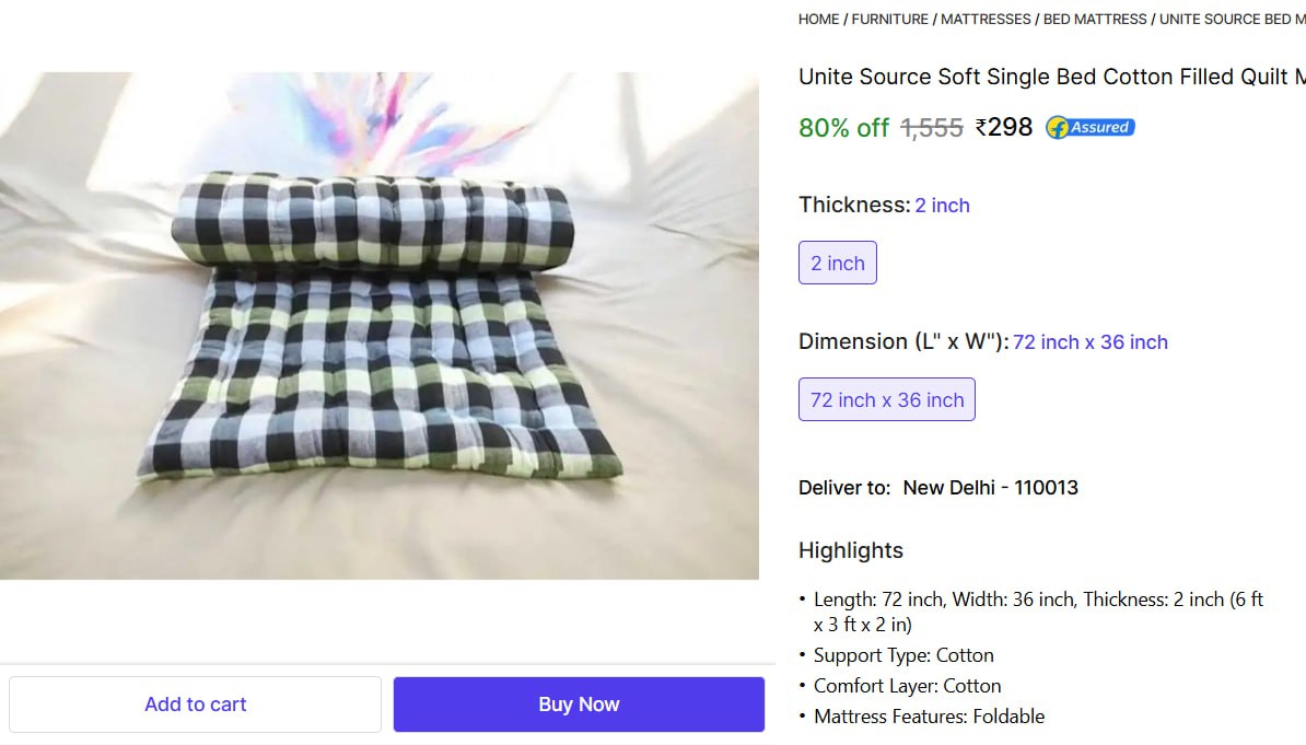 Single Mattress 298 – Best Price in India