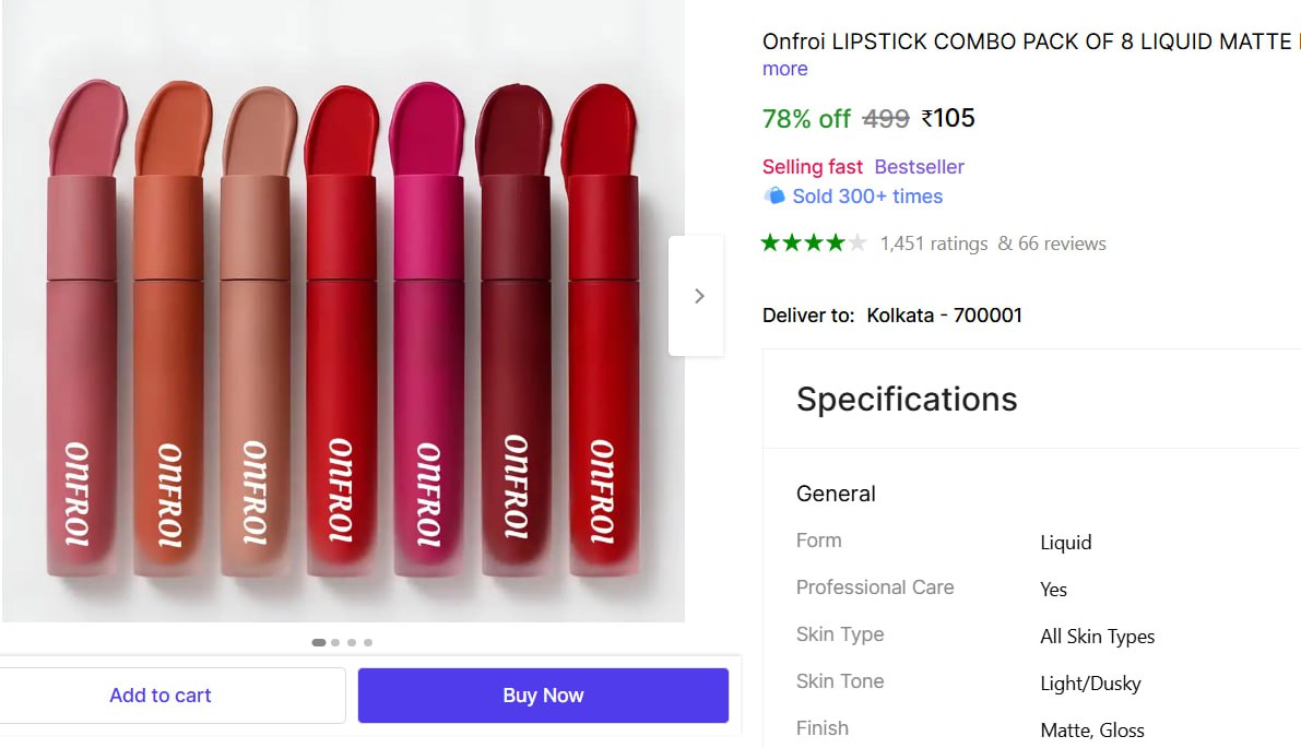 (pack Of Matte Lipstick 105 – Best Price in India
