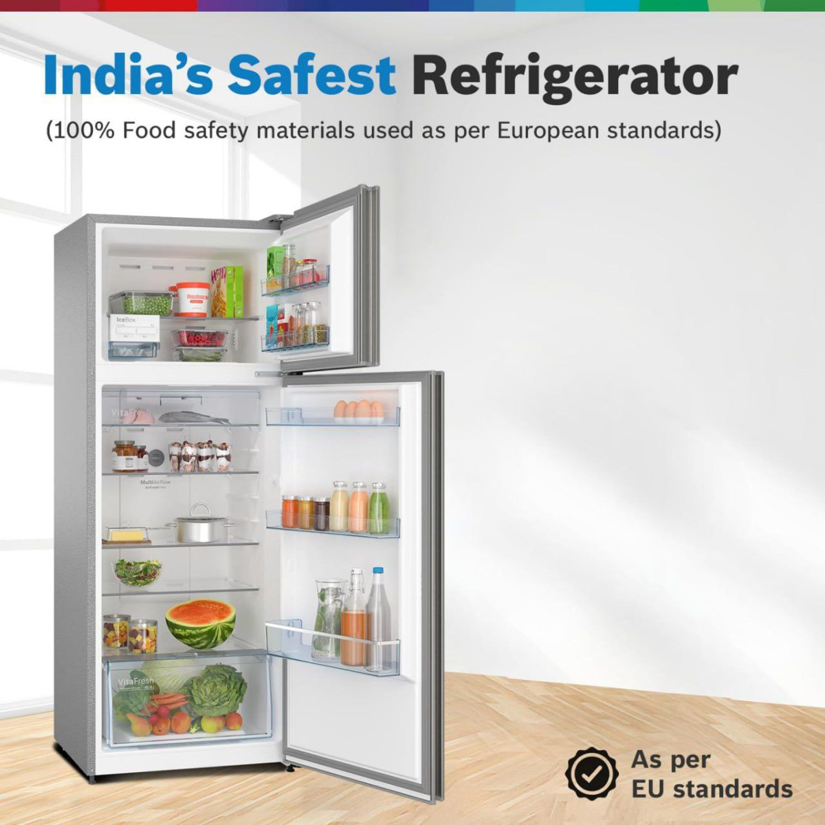 Bosch 243l 3 Star Inverter Frost Double Door Refrigerator 22 490apply 1000 