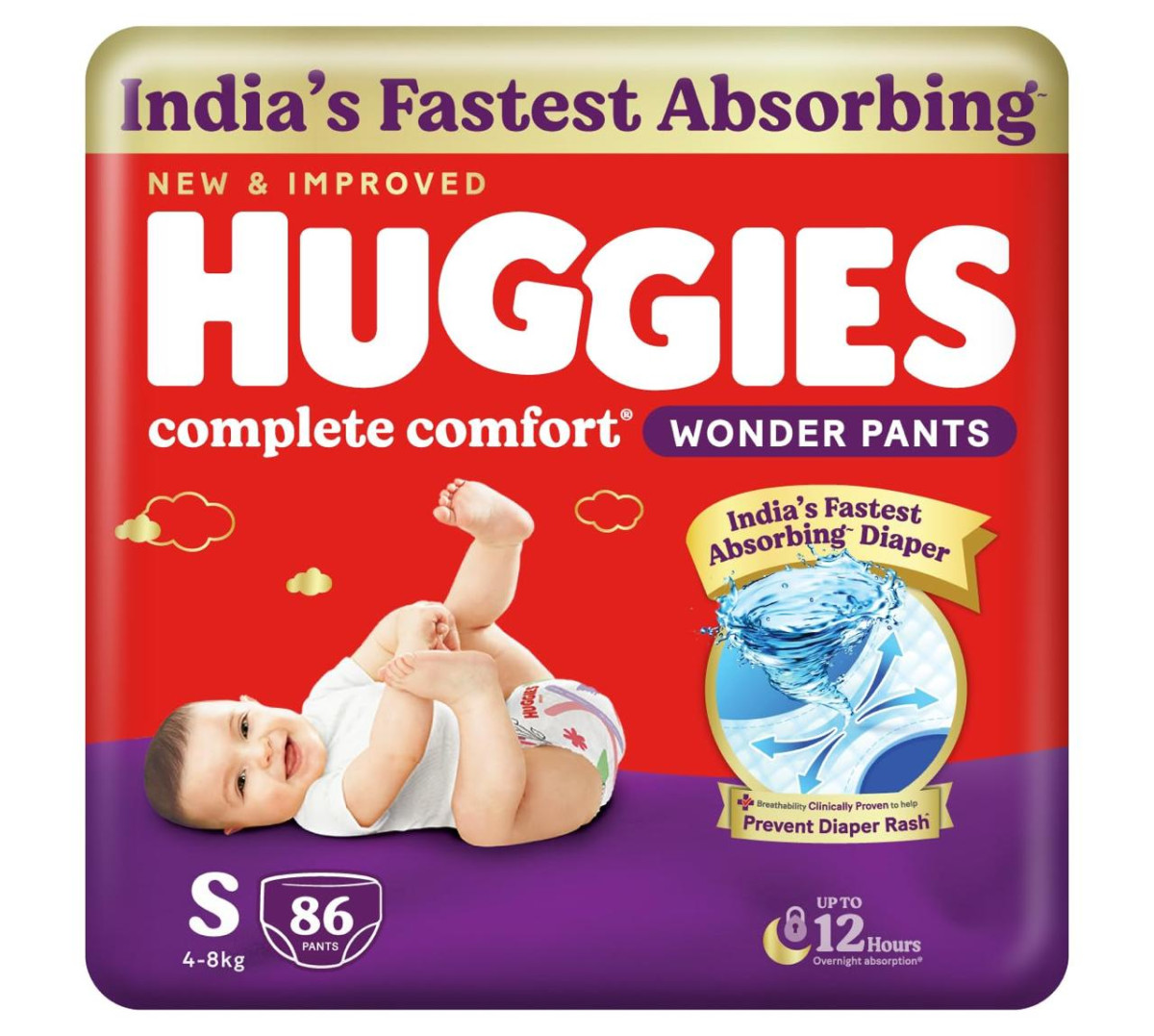 Huggies Complete Comfort Wonder Pants Pant Style Baby Diapers Small Size (s