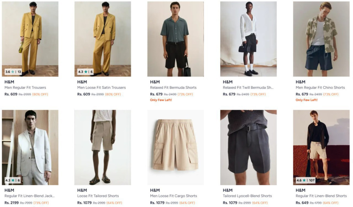 On H M Clothing Men Women – Best Price in India
