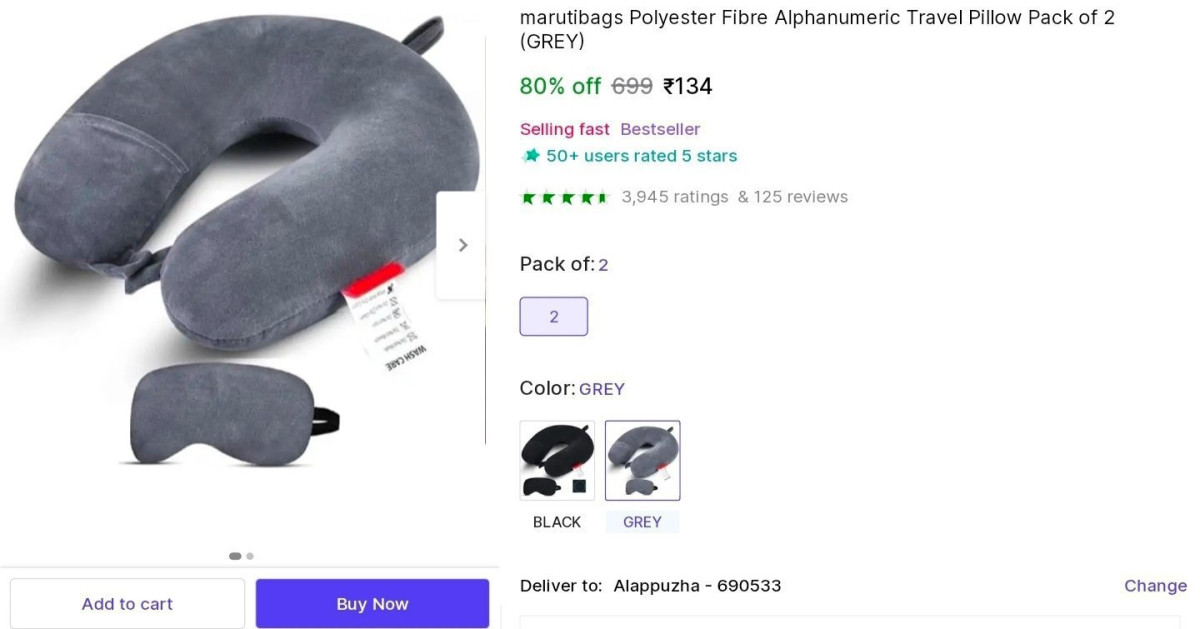 Travel Pillow (set Of 2) At 134 – Best Price in India