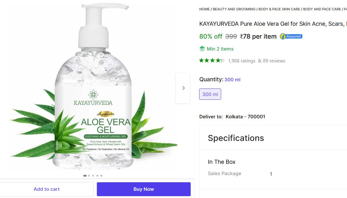 Aloe Vera Gel 78 – Best Price in India