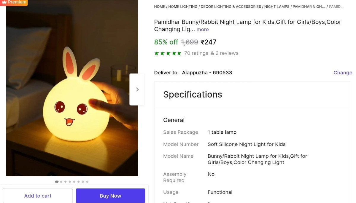 Rabbit Night Lamp At 247 – Best Price in India