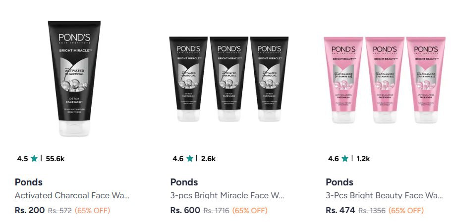 Myntra 65 On Ponds Facewashes Day Cream Moisturizers – Best Price in India