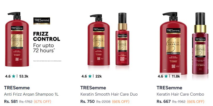 Myntra 67 On Hair Careshampoos Conditioners Hair Serums Moretresemme Dove C