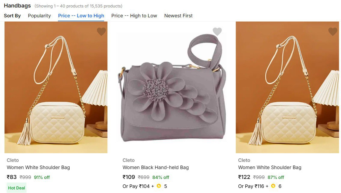 Flipkart 91 On Handbags Starting From Rs 83link – Best Price in India