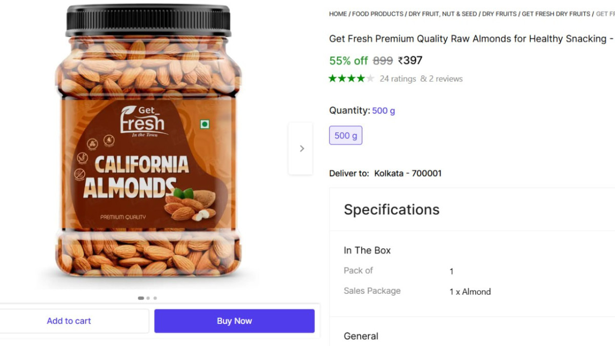 Premium Quality Raw Almonds 500gm 397 – Best Price in India