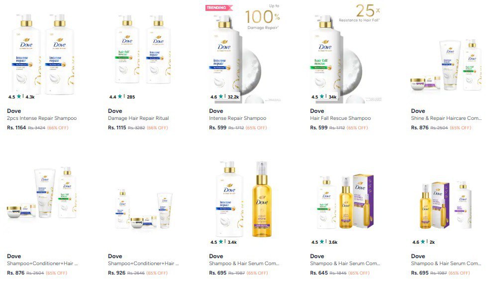 Myntra Dove Tresemme 67 – Best Price in India